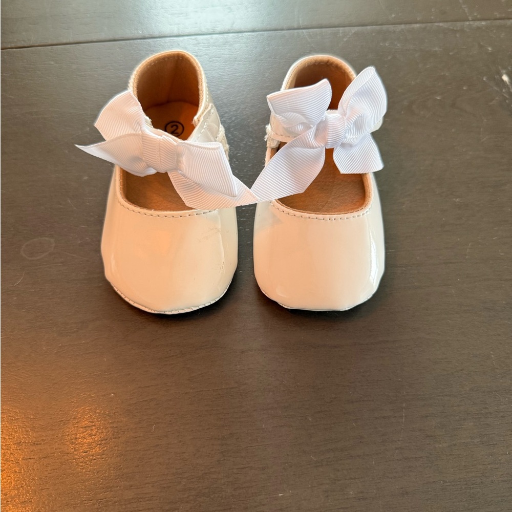 White flower girl shoes size 2